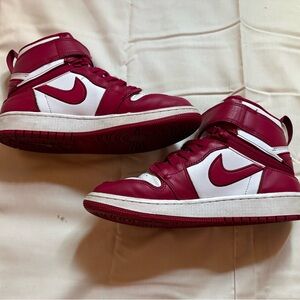 Nike White and Red High-Top Basketball Sneakers